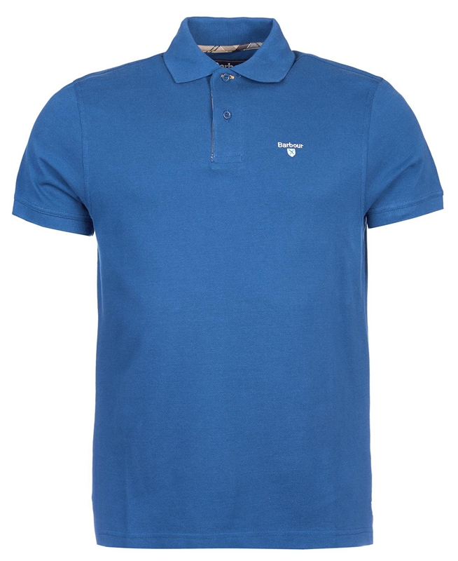 Blue Men's Barbour Tartanshirt Pique Polo shirts | NKOT-70248