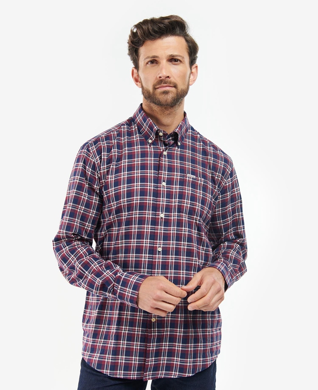 Blue Men's Barbour Turville Regular Fit Shirts | QAZH-57261