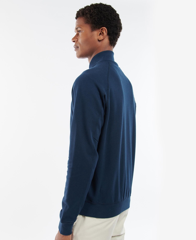 Blue Men's Barbour Whitewell Button Thru Sweatshirts | DSQL-25143