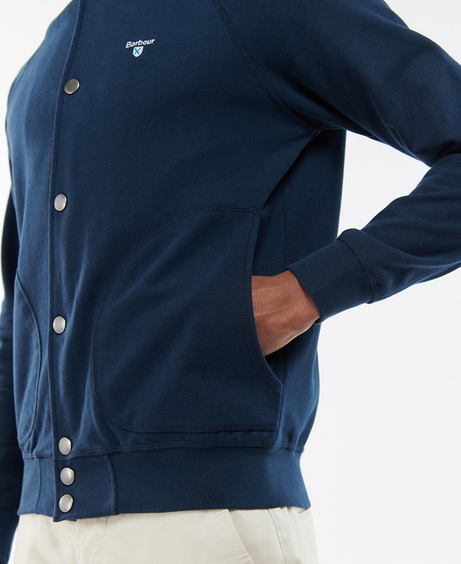 Blue Men's Barbour Whitewell Button Thru Sweatshirts | DSQL-25143