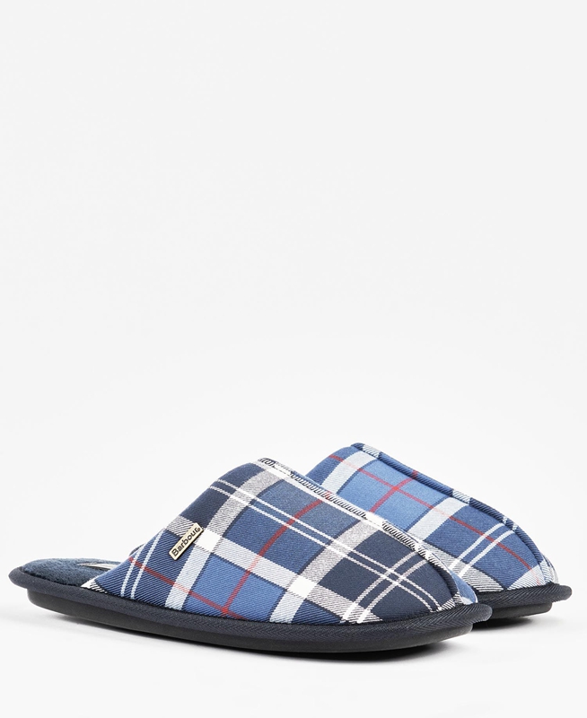 Blue Men's Barbour Young Slippers | PRDL-08451