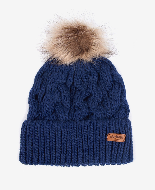 Blue Women\'s Barbour Beanie Penshaw Cable Hats | EQVC-34752