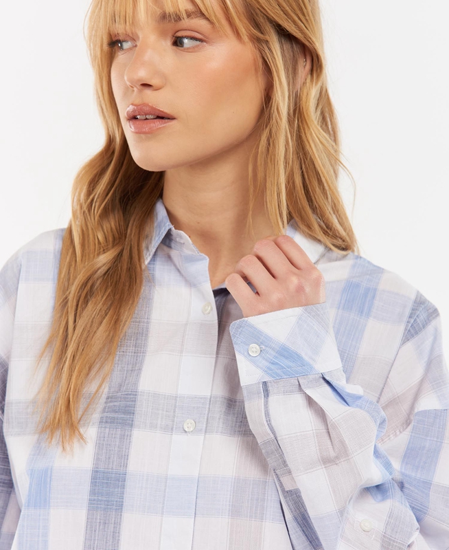 Blue Women's Barbour Explorer Lara Shirts | YAJT-61049