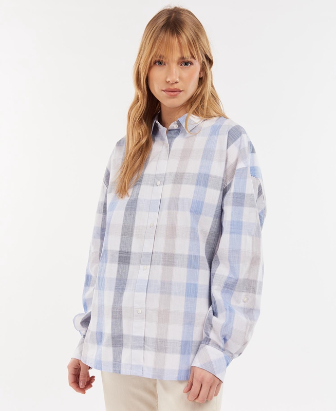 Blue Women\'s Barbour Explorer Lara Shirts | YAJT-61049