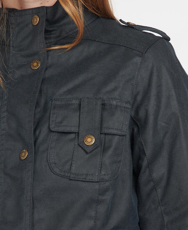 Blue Women's Barbour Winter Defence Waxed Jackets | JRKB-91375