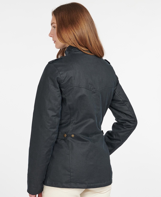 Blue Women's Barbour Winter Defence Waxed Jackets | JRKB-91375