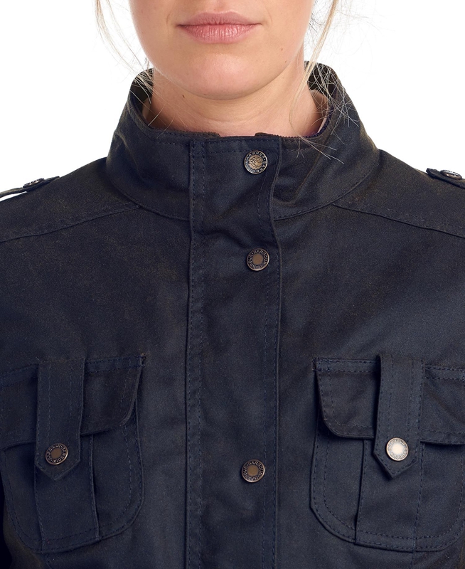 Blue Women's Barbour Winter Defence Waxed Jackets | JRKB-91375