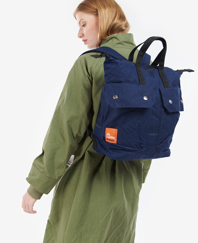 Blue Women's Barbour x Ally Capellino Ben Backpack Bags | LYJB-08572