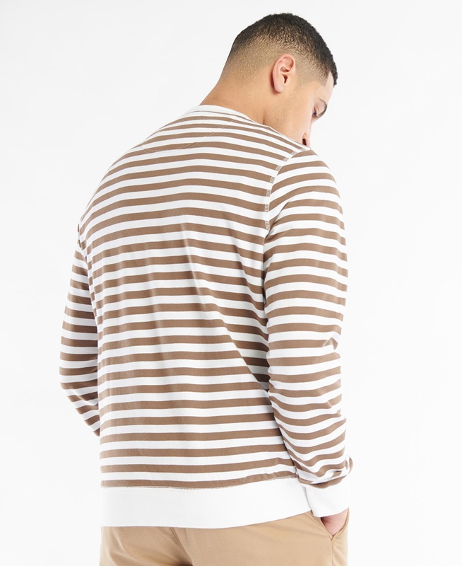 Brown Men's Barbour Durnage Crew Sweatshirts | ARQI-03287