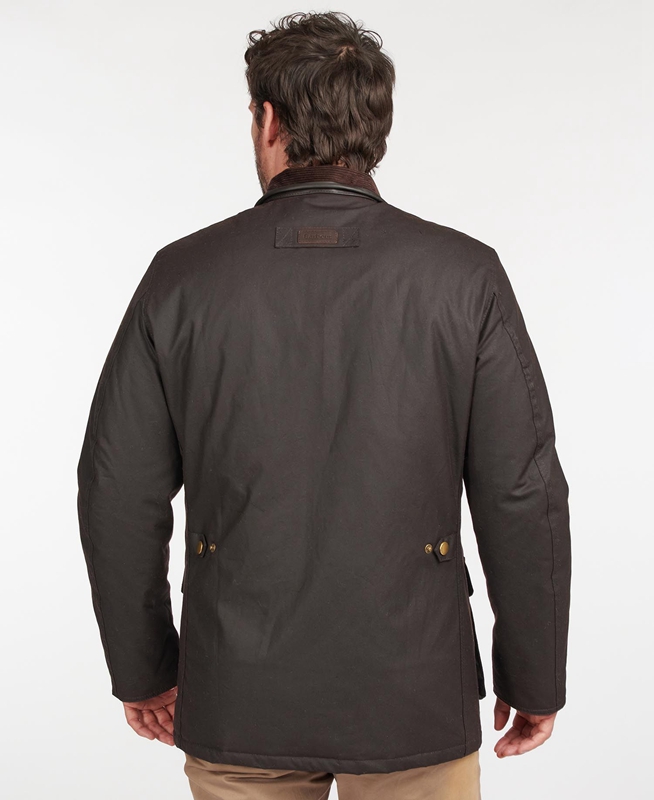 Brown Men's Barbour Hereford Waxed Jackets | DQSZ-30978