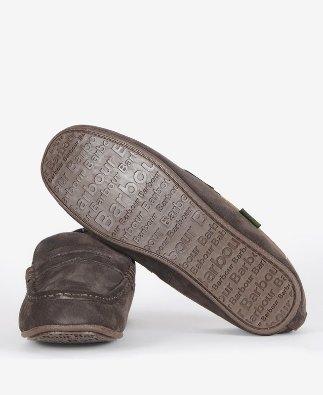 Brown Men's Barbour Porterfield Slippers | ZXEM-10253