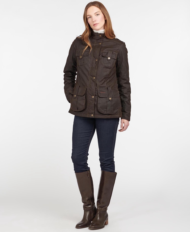 Brown Women's Barbour Winter Defence Waxed Jackets | ISNC-61240