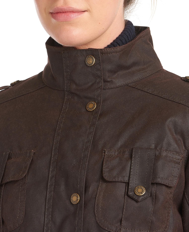 Brown Women's Barbour Winter Defence Waxed Jackets | ISNC-61240