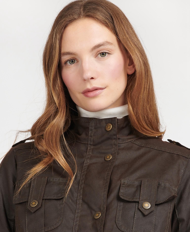 Brown Women's Barbour Winter Defence Waxed Jackets | ISNC-61240