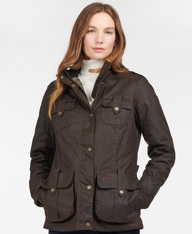 Brown Women\'s Barbour Winter Defence Waxed Jackets | ISNC-61240