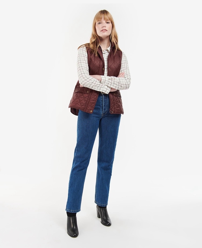 Burgundy Women's Barbour Otterburn Vest | WMXU-41865