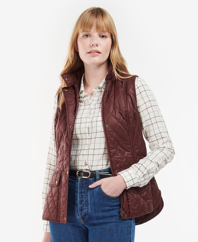 Burgundy Women\'s Barbour Otterburn Vest | WMXU-41865