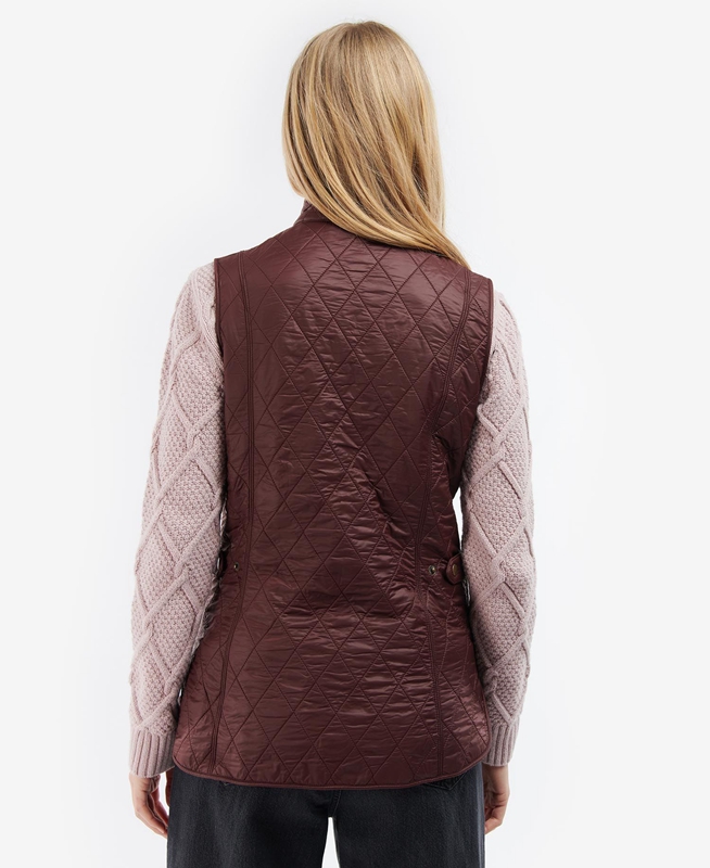 Burgundy Women's Barbour Wray Vest | YKQH-47063