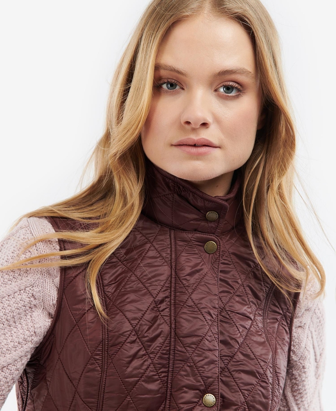 Burgundy Women's Barbour Wray Vest | YKQH-47063