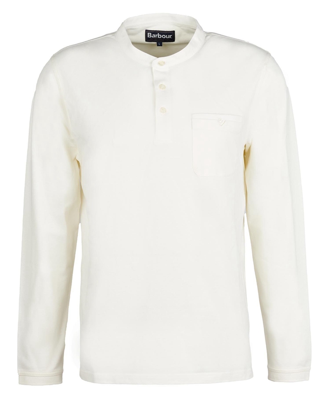 Cream Men's Barbour Explorer Henley Polo shirts | HFVW-06739