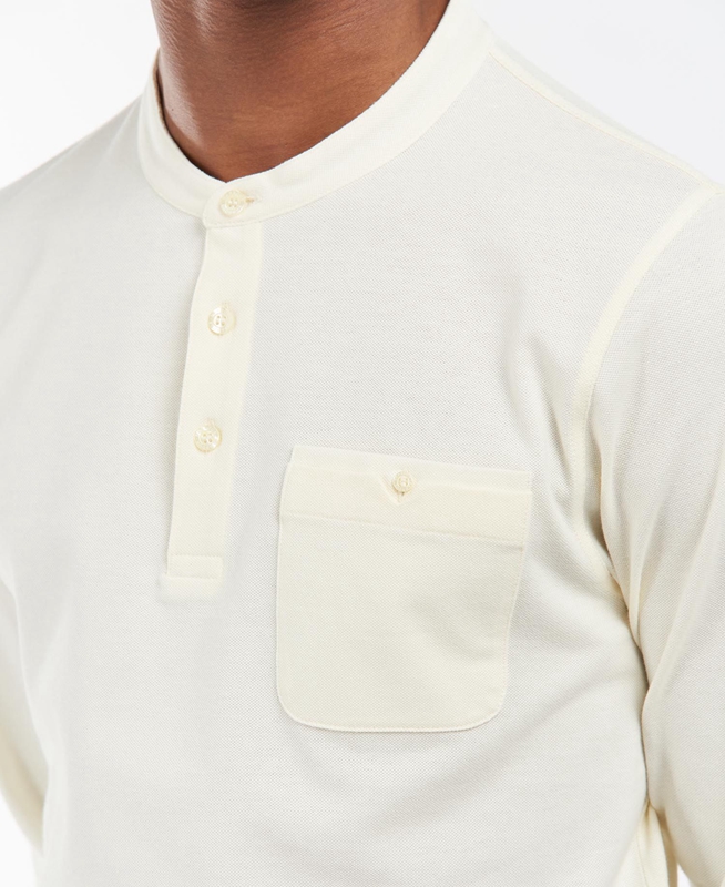 Cream Men's Barbour Explorer Henley Polo shirts | HFVW-06739