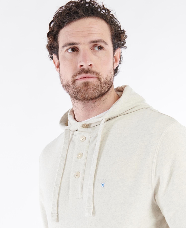 Cream Men's Barbour Hetton Sweatshirts | CAFU-20356