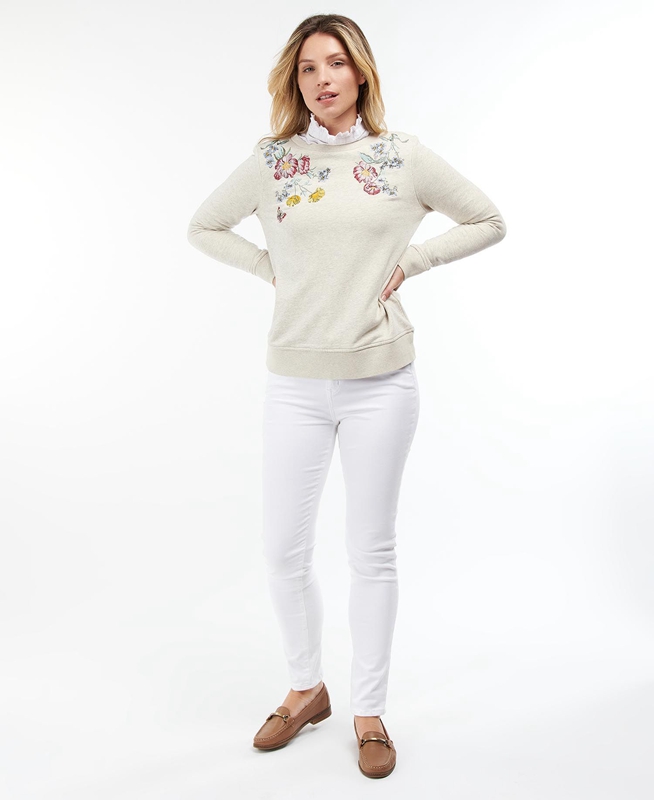 Cream Women's Barbour Esme Sweatshirts | UNEL-96235