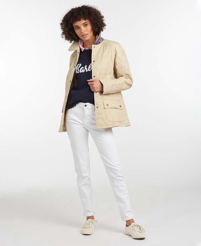 Cream Women's Barbour Summer Beadnell Quilted Jackets | LKEI-39416