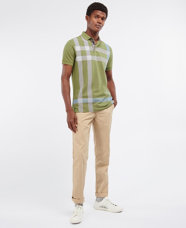 Green Men's Barbour Blaine Polo shirts | XLGF-86459