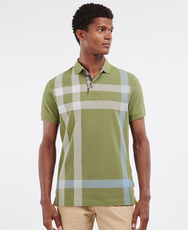 Green Men's Barbour Blaine Polo shirts | XLGF-86459