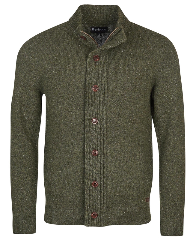 Green Men's Barbour Essential Cardigan Tisbury Zip Through Sweaters | YKXN-62783