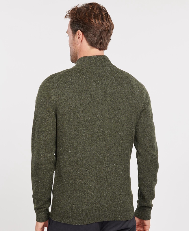 Green Men's Barbour Essential Cardigan Tisbury Zip Through Sweaters | YKXN-62783