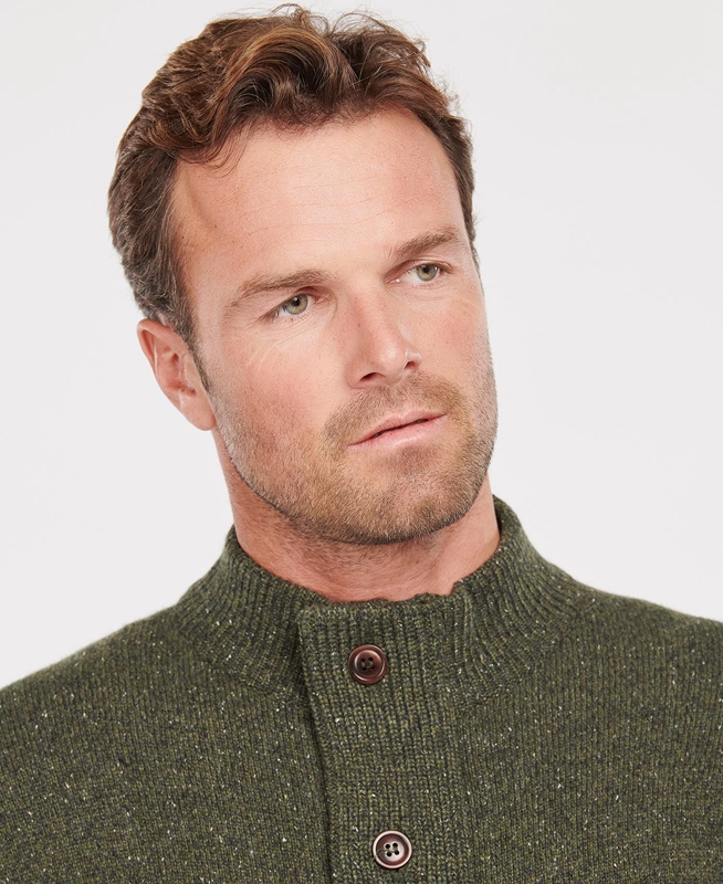 Green Men's Barbour Essential Cardigan Tisbury Zip Through Sweaters | YKXN-62783