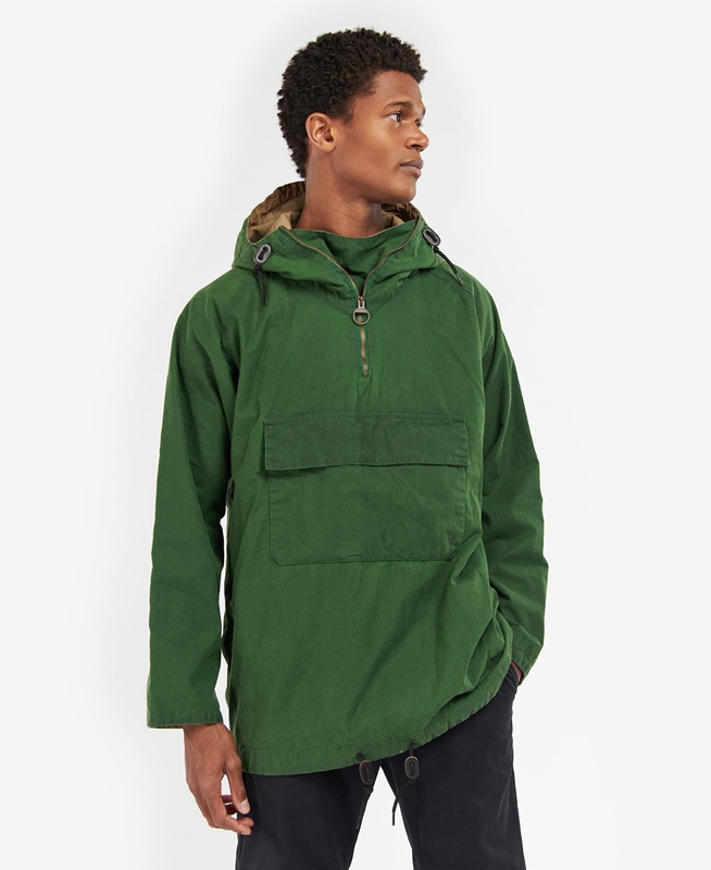 Green Men's Barbour Explorer Twig Pullover Casual Jackets | GZYF-12067