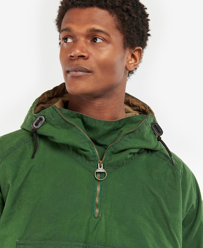 Green Men's Barbour Explorer Twig Pullover Casual Jackets | GZYF-12067