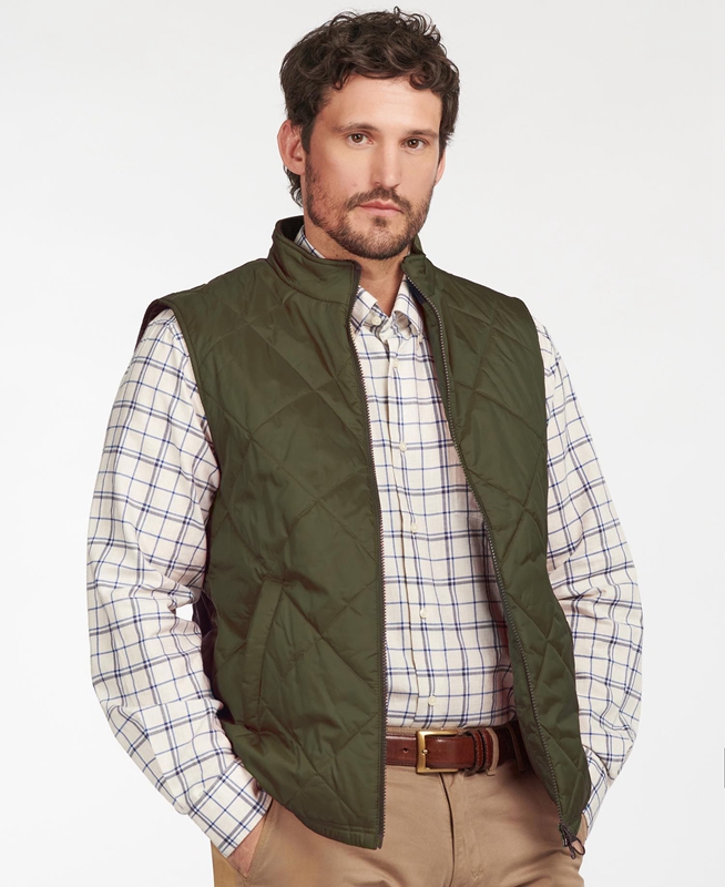 Green Men\'s Barbour Finn Vest | OMZH-75142