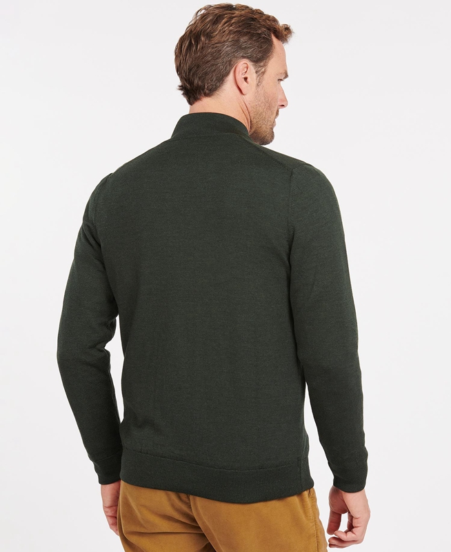 Green Men's Barbour Gamlan Half Zip Sweaters | XBYH-68375