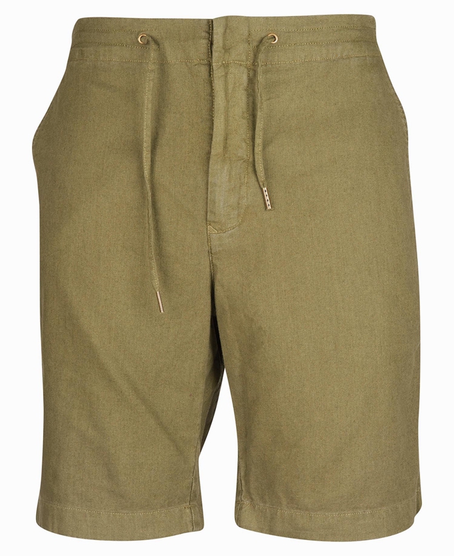 Green Men's Barbour Linen Cotton Mix Pants | GABP-23680