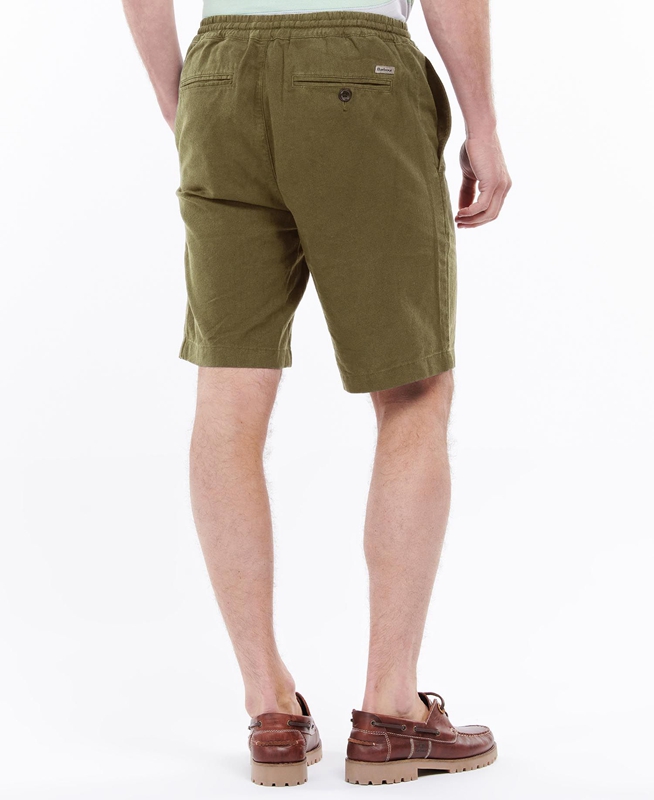 Green Men's Barbour Linen Cotton Mix Pants | GABP-23680