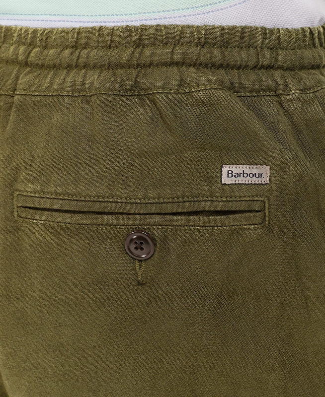 Green Men's Barbour Linen Cotton Mix Pants | GABP-23680