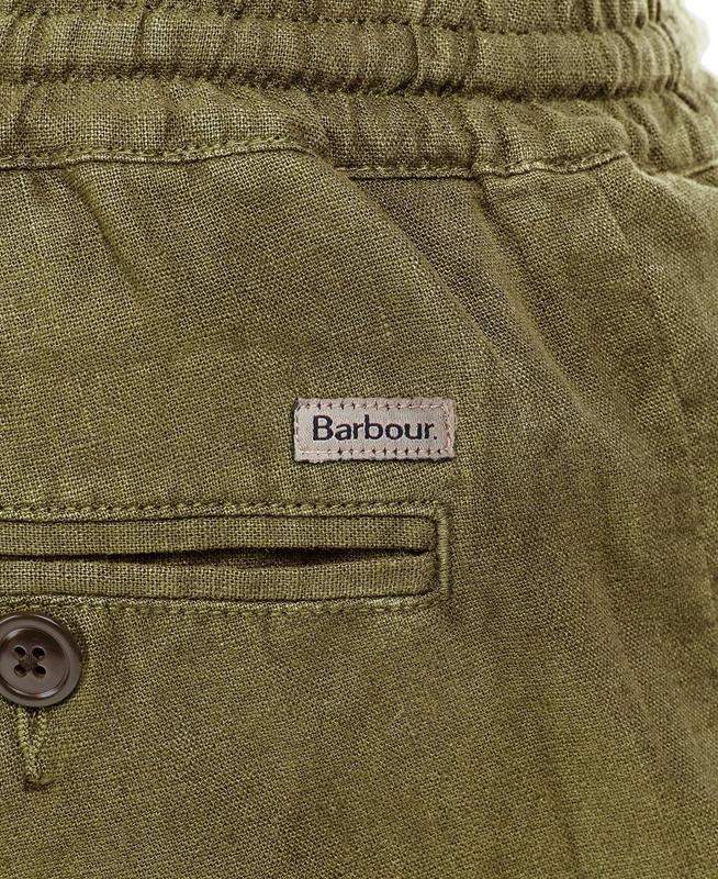 Green Men's Barbour Linen Cotton Mix Pants | GABP-23680