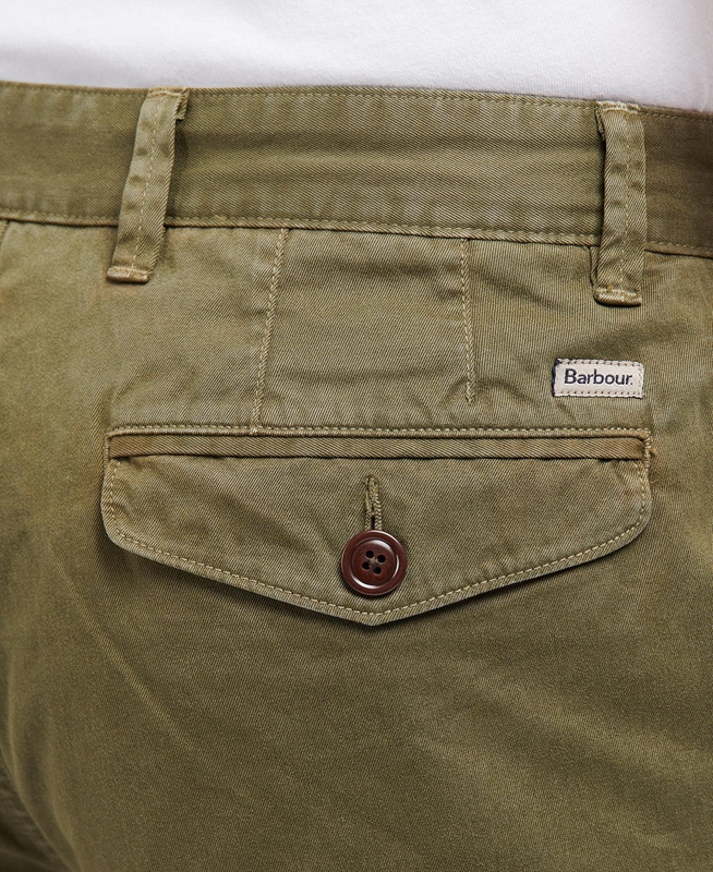 Green Men's Barbour Neuston Twill Pants | EJPI-15480