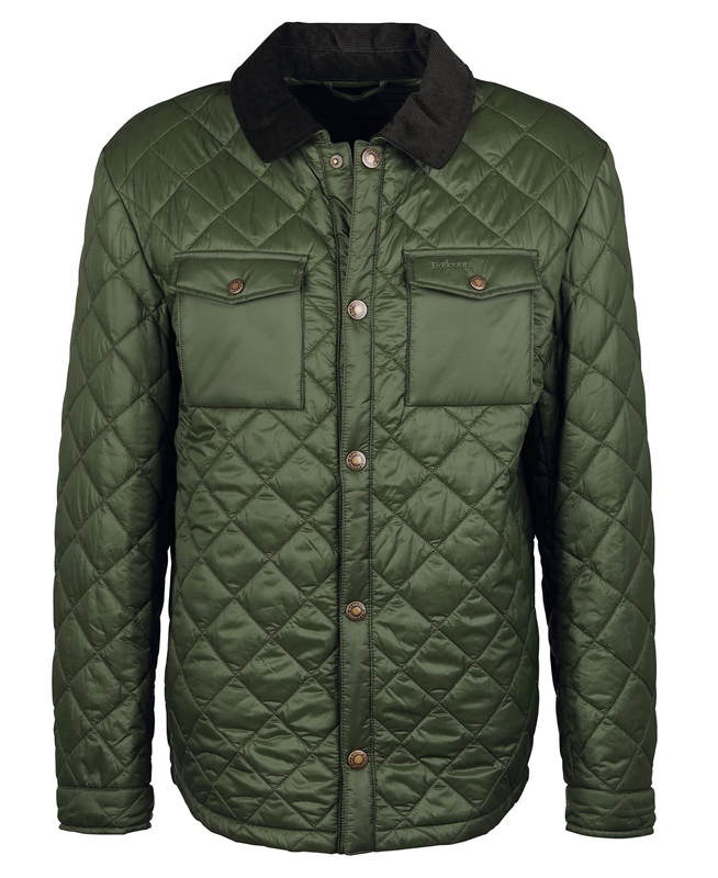 Green Men's Barbour Shirt Quilted Jackets | JEZB-49312