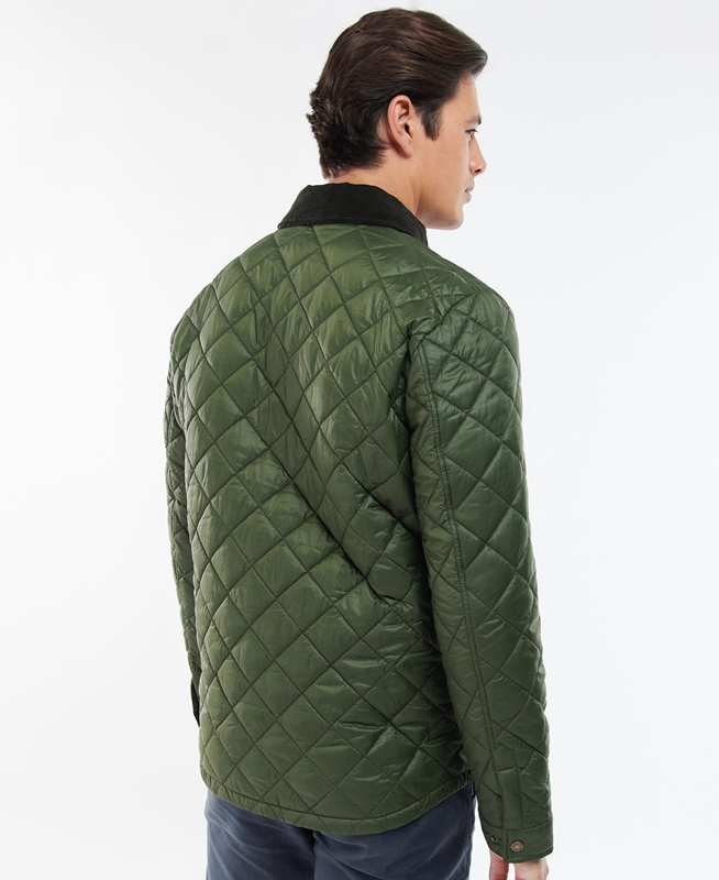 Green Men's Barbour Shirt Quilted Jackets | JEZB-49312