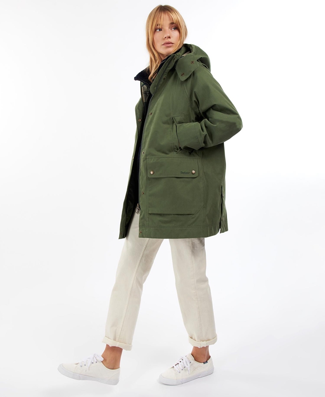 Green Women's Barbour Clary Waterproof Jackets | ZESI-69830