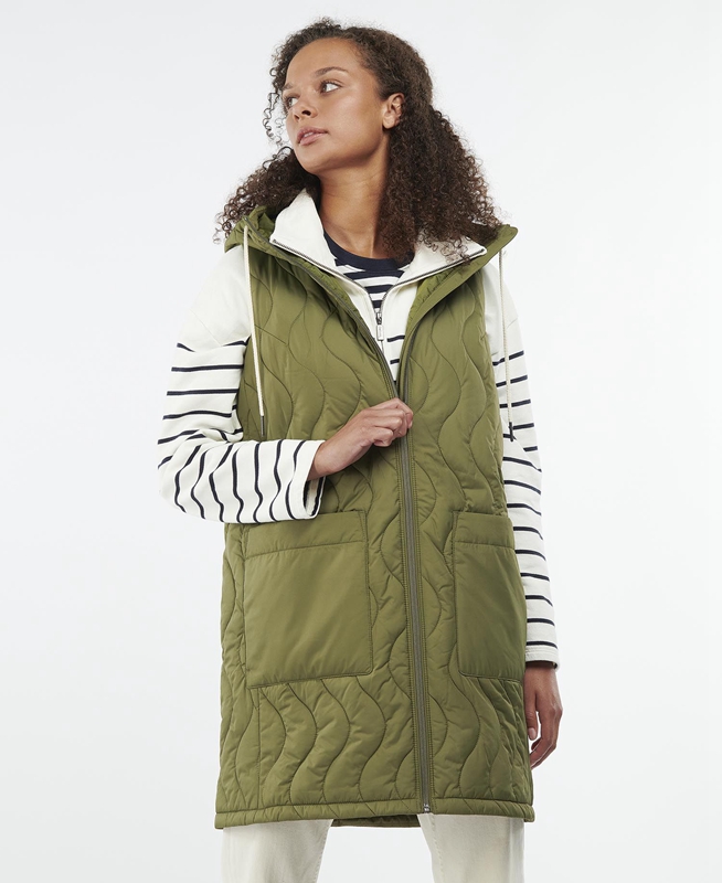 Green Women\'s Barbour Guilden Vest | CJVO-03682