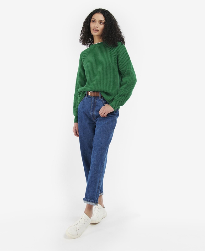 Green Women's Barbour Hartley Knit Sweaters | JXDB-47826