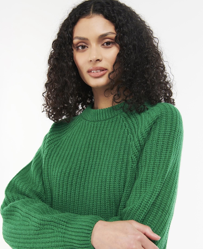 Green Women's Barbour Hartley Knit Sweaters | JXDB-47826