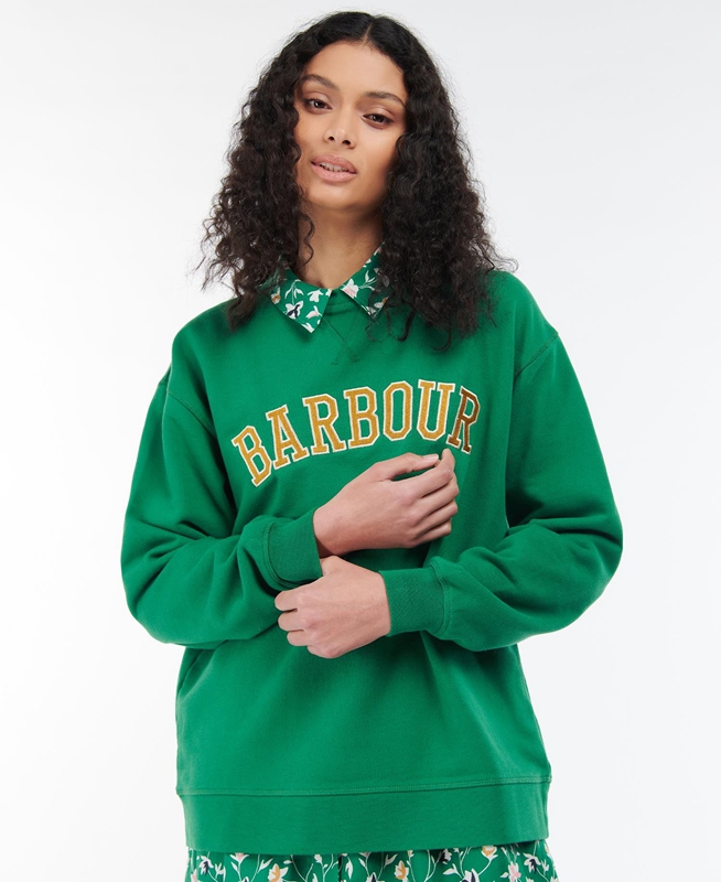 Green Women's Barbour Northumberland Sweatshirts | JASY-67340