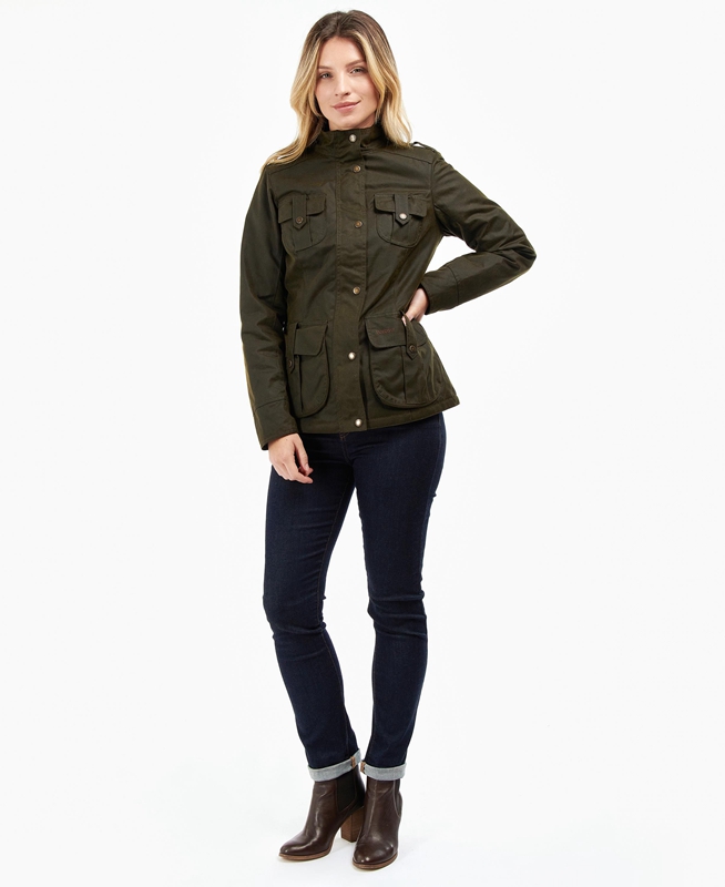 Green Women's Barbour Winter Defence Waxed Jackets | VUQI-26710